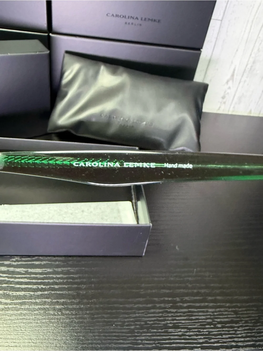 Carolina Lemke Green Cat Eye Sunglasses for Women